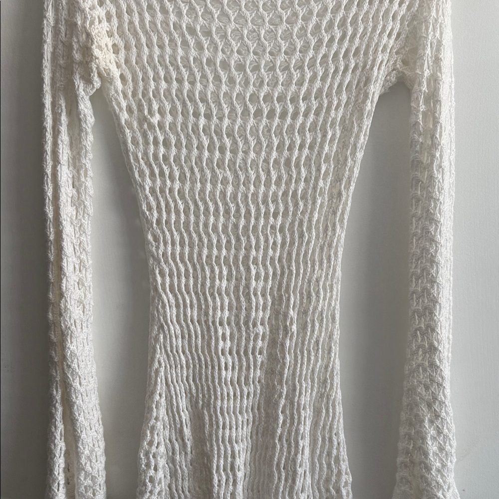 ViX Paula Hermanny Size Small Belle Crochet Knit Long Sleeve Cover-Up Women Swim - Picture 4 of 16